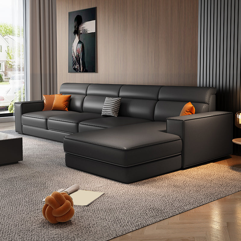 Scandinavian Dark Gray Square Arm Stain-Resistant Faux Leather Sofa