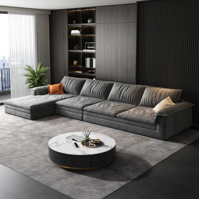 Modern Cushion Back Grey Sectionals 33'" Pillow Top Arm Sectionals