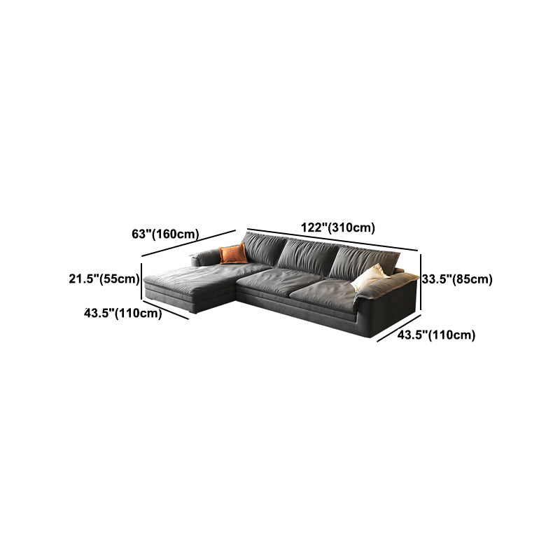 Modern Cushion Back Grey Sectionals 33'" Pillow Top Arm Sectionals