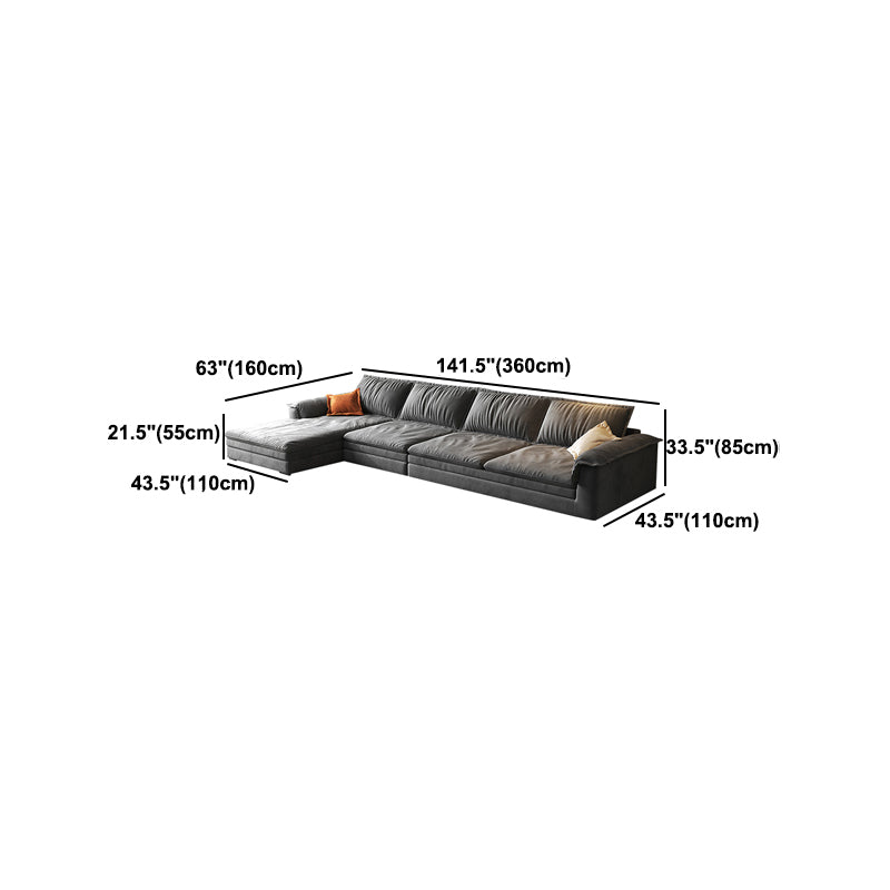Modern Cushion Back Grey Sectionals 33'" Pillow Top Arm Sectionals