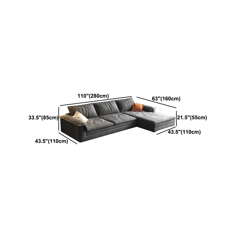 Modern Cushion Back Grey Sectionals 33'" Pillow Top Arm Sectionals