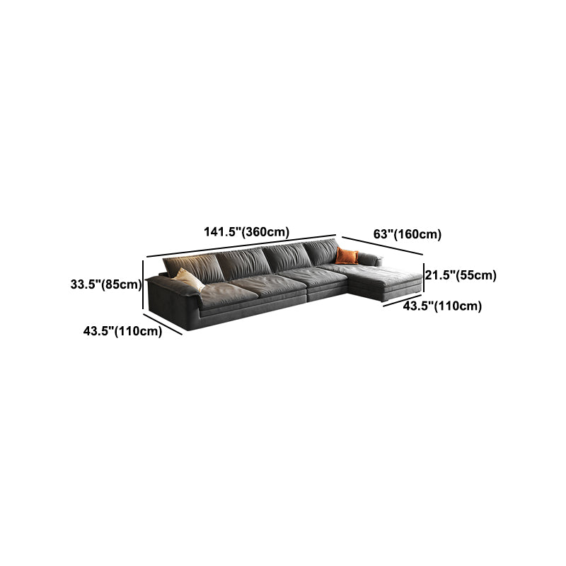Modern Cushion Back Grey Sectionals 33'" Pillow Top Arm Sectionals