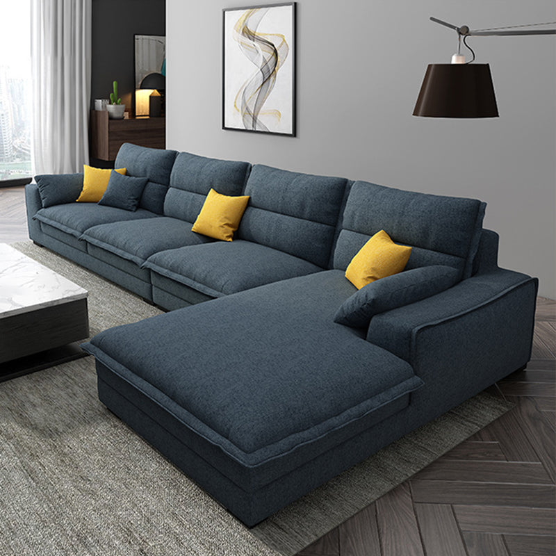 Linen Sectional Sofa L-Shape Stationary Sectional Sofa,Pillowed Back Cushions