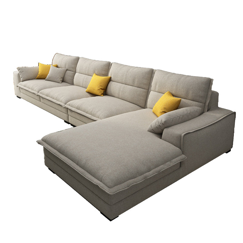 Linen Sectional Sofa L-Shape Stationary Sectional Sofa,Pillowed Back Cushions