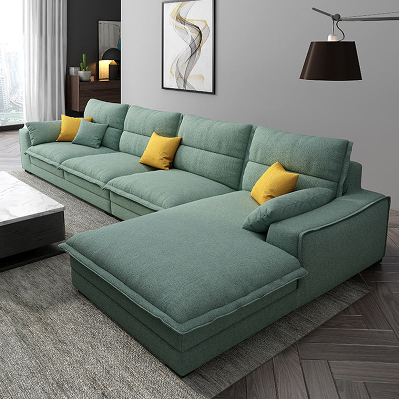Linen Sectional Sofa L-Shape Stationary Sectional Sofa,Pillowed Back Cushions