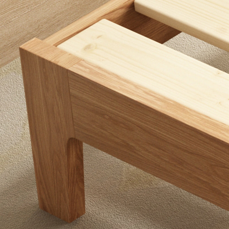 Scandinavian Solid Wood Bed Frame Low Profile Bed with Wood Legs