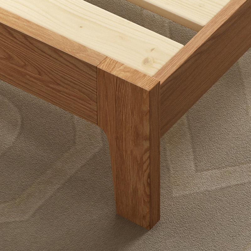 Scandinavian Solid Wood Bed Frame Low Profile Bed with Wood Legs