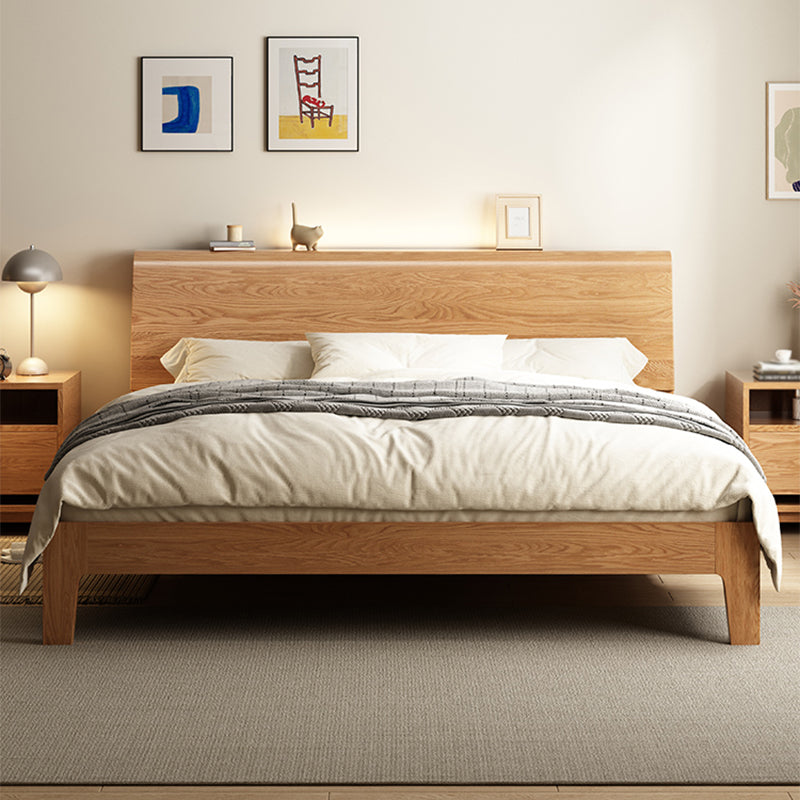 Scandinavian Solid Wood Standard Bed with Headboard Low Profile Bed