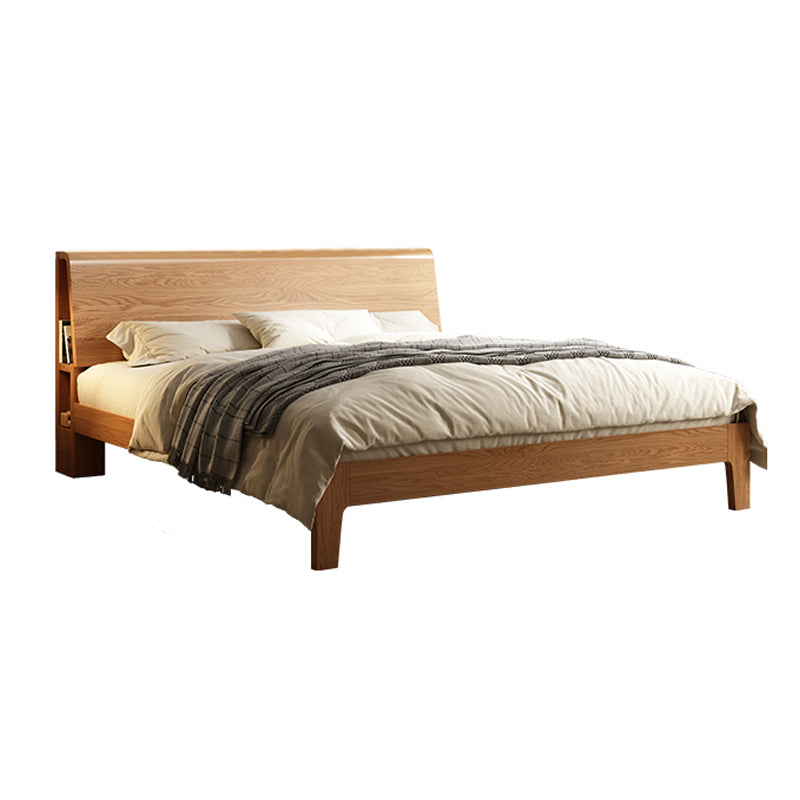 Scandinavian Solid Wood Standard Bed with Headboard Low Profile Bed