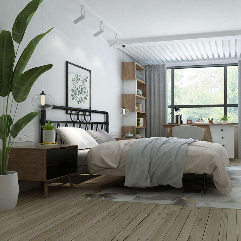 43.3" Tall Bed with Headboard Low Profile Bed with Metal Legs