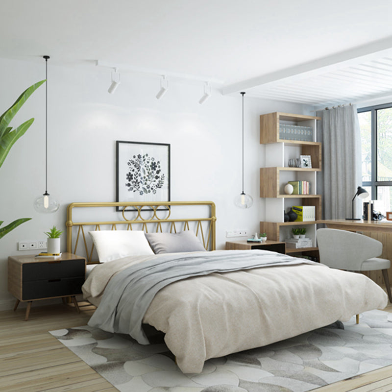 43.3" Tall Bed with Headboard Low Profile Bed with Metal Legs