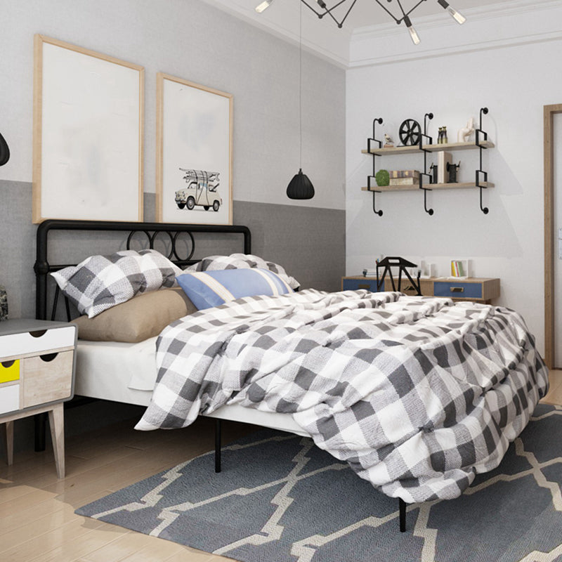 43.3" Tall Bed with Headboard Low Profile Bed with Metal Legs