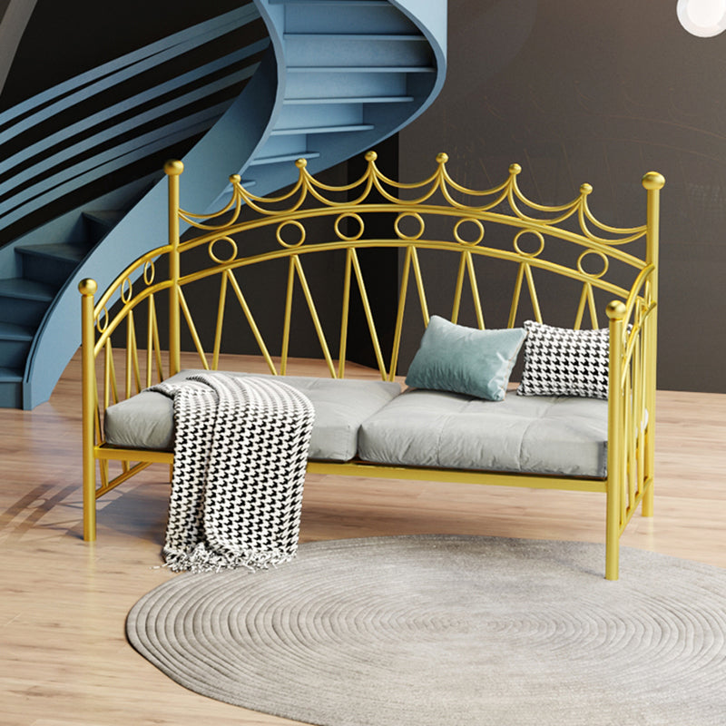 Glam Metal DayBed with Headboard 45.27" Tall Crown Themed Bed