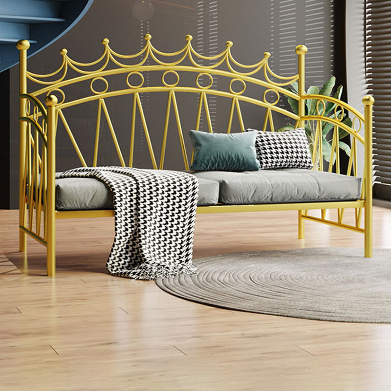 Glam Metal DayBed with Headboard 45.27" Tall Crown Themed Bed
