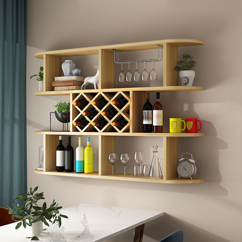 Wine Holder Rack Modern Wall Mounted Manufactured Wood for Kitchen