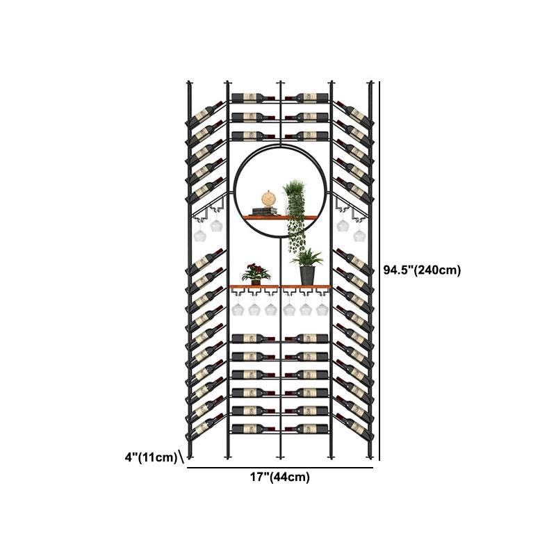 Iron Floor Wine Bottle & Glass Rack Black Industrial Wine Rack with Stemware Holder