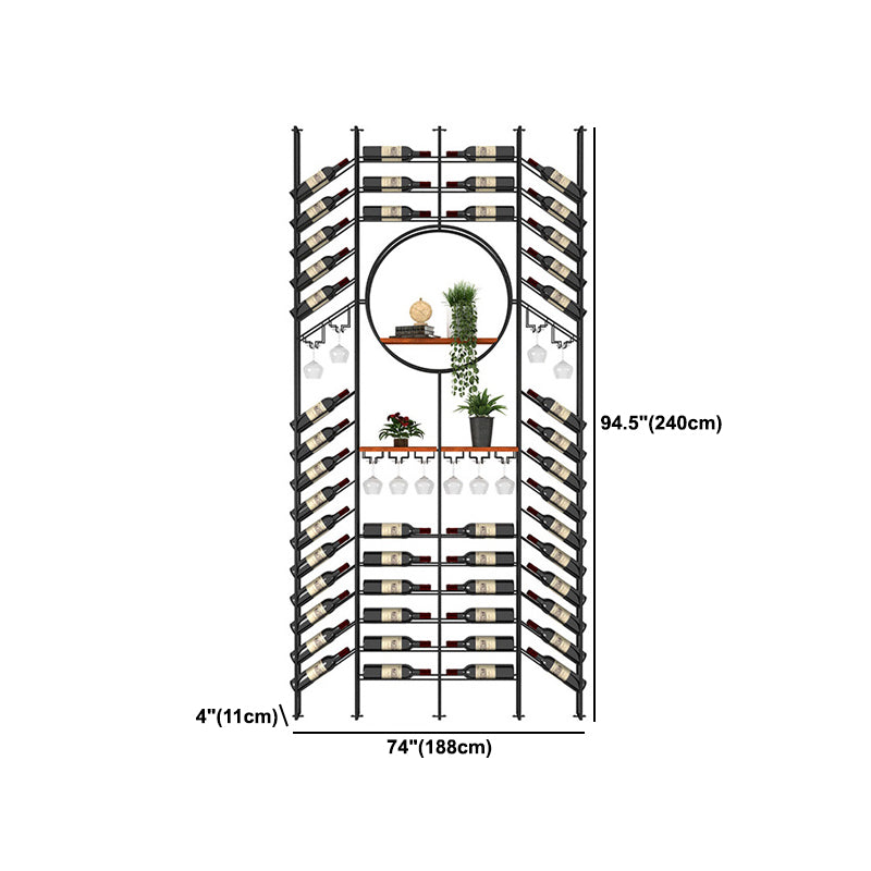 Iron Floor Wine Bottle & Glass Rack Black Industrial Wine Rack with Stemware Holder