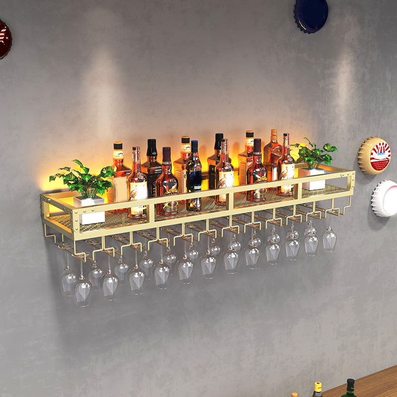 Metal Modern Wine Holder Rack Wall Mounted Wine Bottle & Glass Rack with Stemware Holder