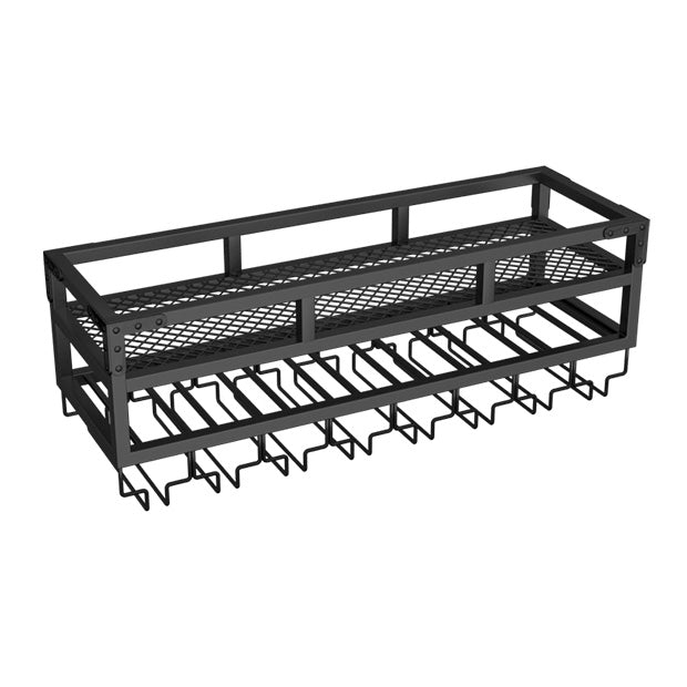 Metal Modern Wine Holder Rack Wall Mounted Wine Bottle & Glass Rack with Stemware Holder