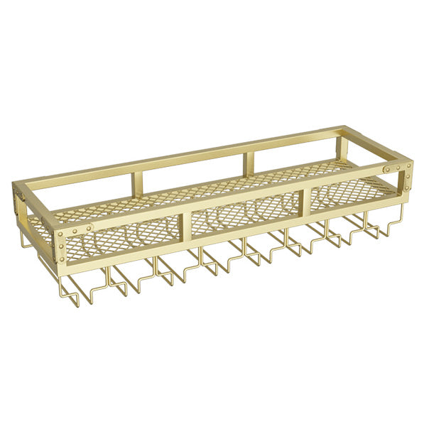 Metal Modern Wine Holder Rack Wall Mounted Wine Bottle & Glass Rack with Stemware Holder