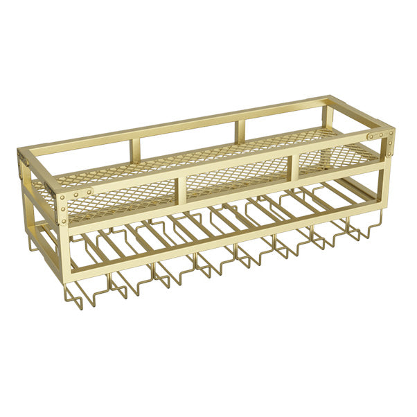 Metal Modern Wine Holder Rack Wall Mounted Wine Bottle & Glass Rack with Stemware Holder