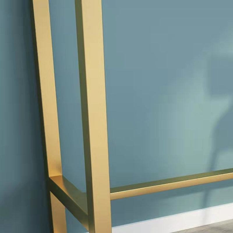 Glossy White Marble Top Bar Table Glam Pub Table with Metal Frame