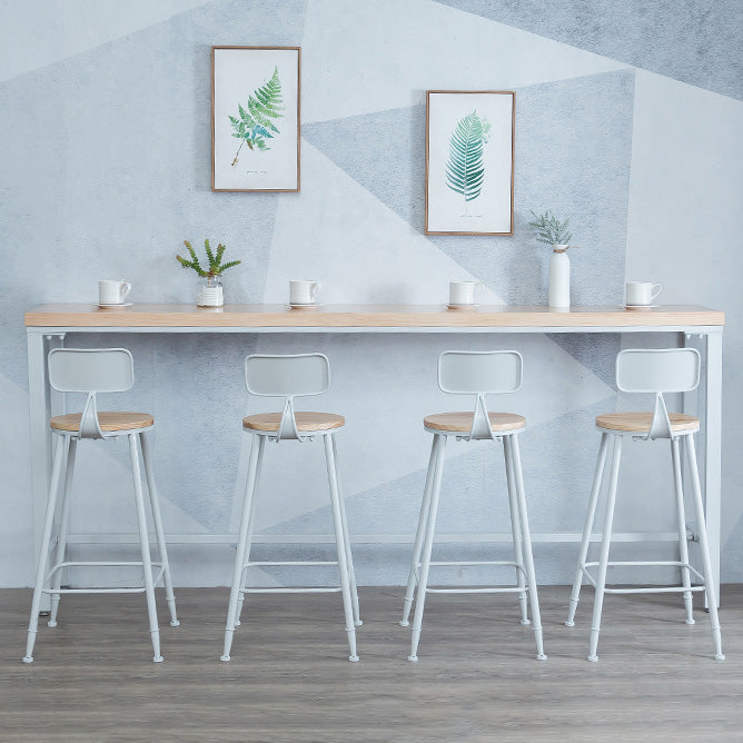 Glam Style Rectangle Bar Table Solid Wood Fixed Bar Dining Table for Indoor