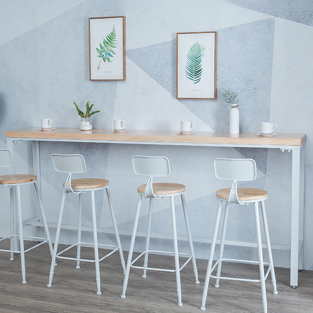 Glam Style Rectangle Bar Table Solid Wood Fixed Bar Dining Table for Indoor