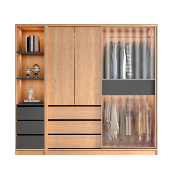 Sliding Engineered Wood Wardrobe Closet Modern Wardrobe Cabinet
