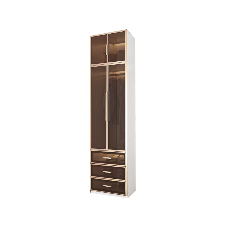 White Manufactured Wood Cabinet with Glass Door Modern Hinged Door Wardrobe for Home