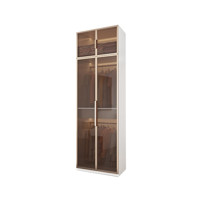 White Manufactured Wood Cabinet with Glass Door Modern Hinged Door Wardrobe for Home