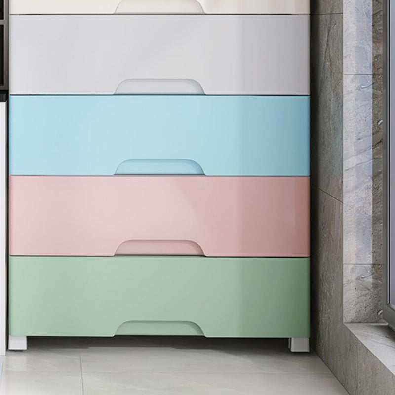 Plastic Home Non-Hanging Armoire Modern Style Storage Cabinet with Caster Wheels