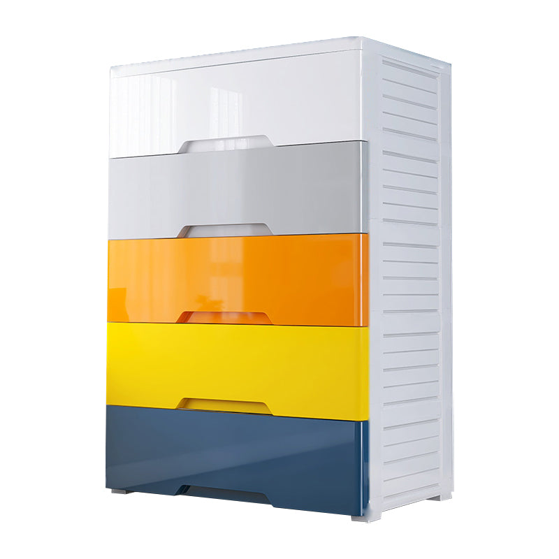 Plastic Home Non-Hanging Armoire Modern Style Storage Cabinet with Caster Wheels