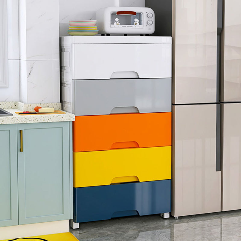 Plastic Home Non-Hanging Armoire Modern Style Storage Cabinet with Caster Wheels