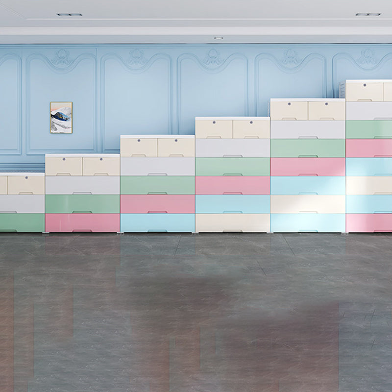 Plastic Home Non-Hanging Armoire Modern Style Storage Cabinet with Caster Wheels