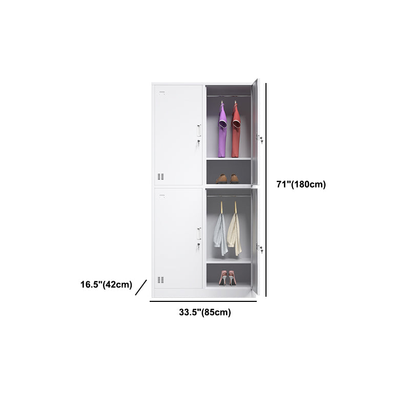 Contemporary Style Wardrobe Armoire Grey Steel Wardrobe Cabinet