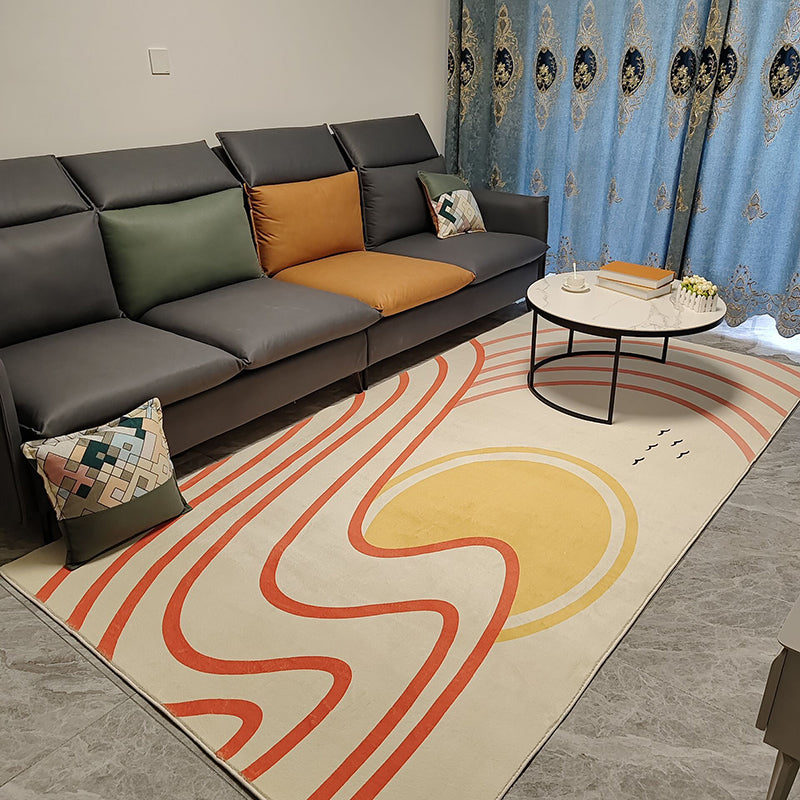 Simple Carpet Nordic Orange Tone Carpet Polyester Stain Resistant Carpet for Home Decor