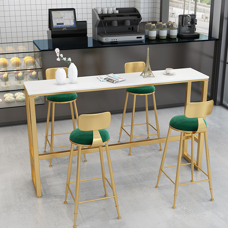 Glam Metal Barstool Fabric Counter Stool with Gold Legs in Matte Finish