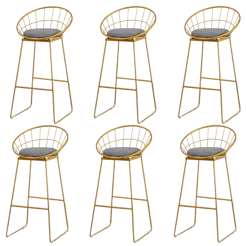 Glam Metal Barstool Fabric Counter Stool with Gold Legs in Matte Finish