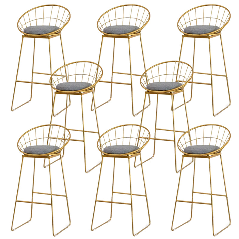 Glam Metal Barstool Fabric Counter Stool with Gold Legs in Matte Finish