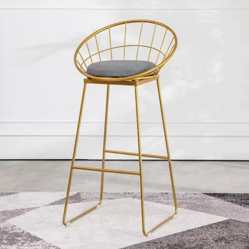 Glam Metal Barstool Fabric Counter Stool with Gold Legs in Matte Finish