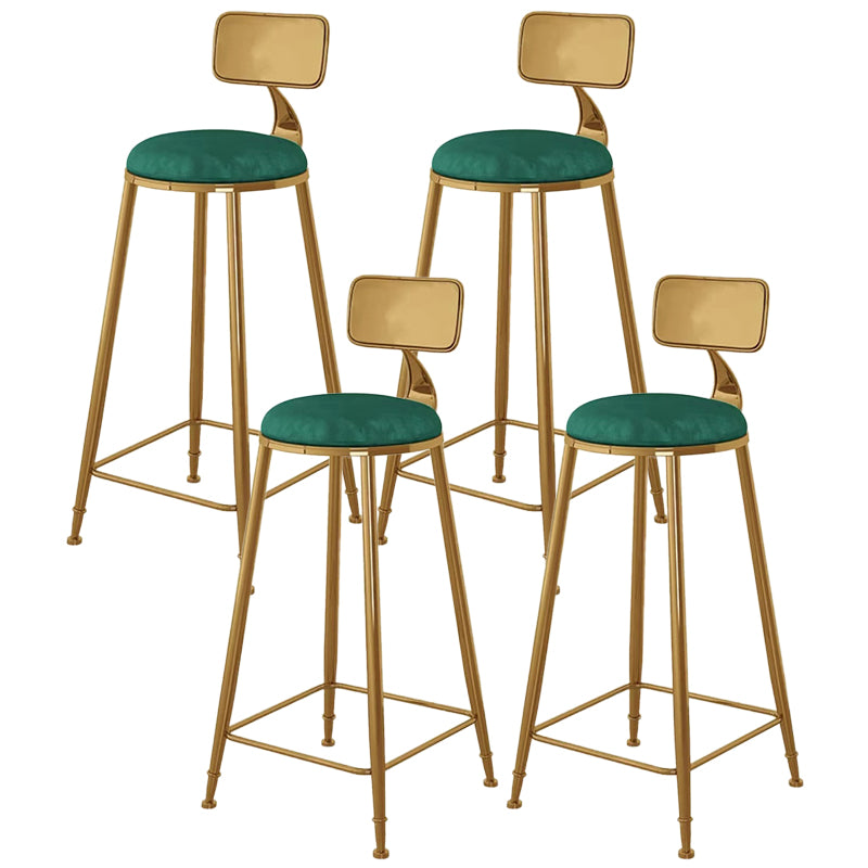 Glam Metal Barstool Fabric Counter Stool with Gold Legs in Matte Finish