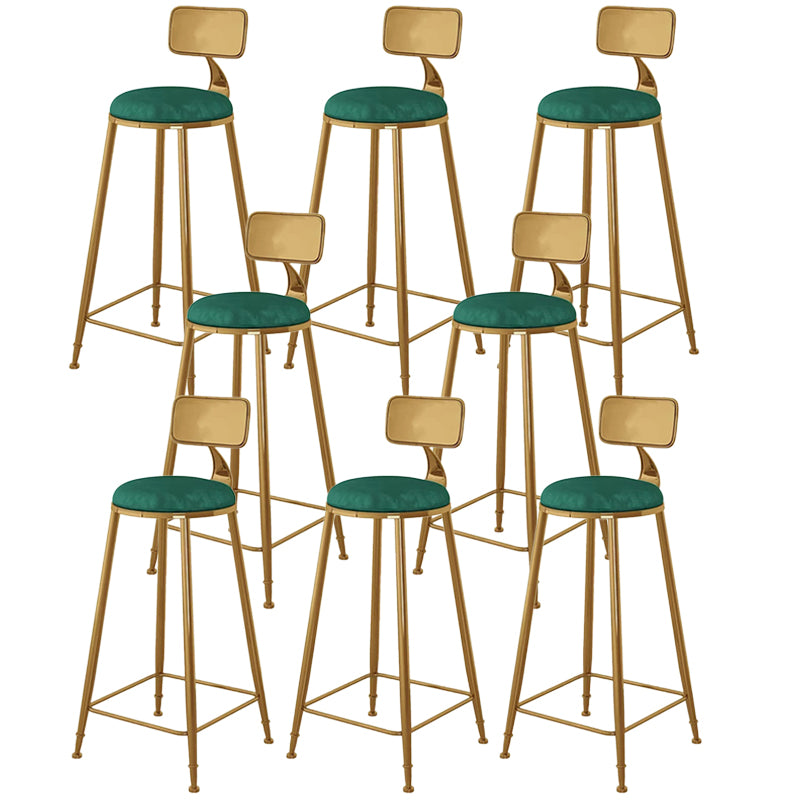 Glam Metal Barstool Fabric Counter Stool with Gold Legs in Matte Finish