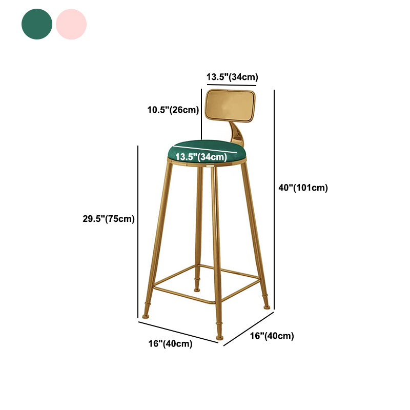 Glam Metal Barstool Fabric Counter Stool with Gold Legs in Matte Finish