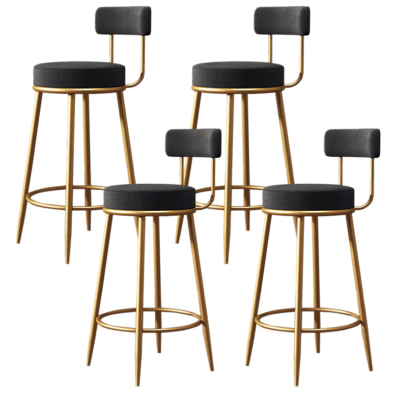 Glam Metal Barstool Fabric Counter Stool with 4 Legs in Matte Finish for Home