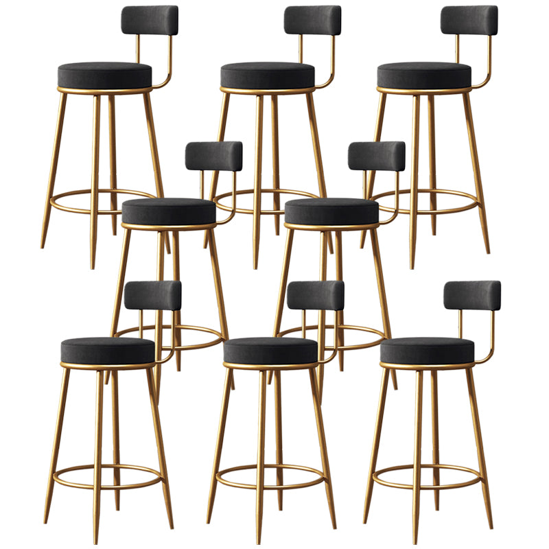 Glam Metal Barstool Fabric Counter Stool with 4 Legs in Matte Finish for Home