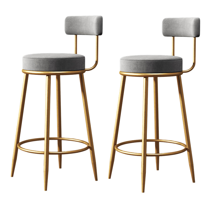 Glam Metal Barstool Fabric Counter Stool with 4 Legs in Matte Finish for Home