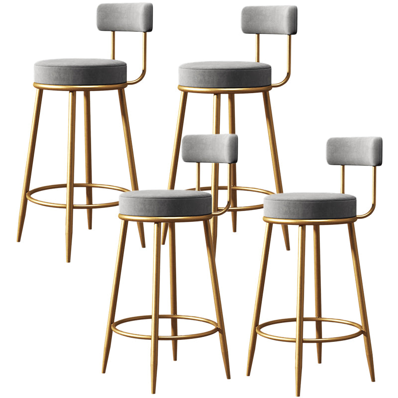 Glam Metal Barstool Fabric Counter Stool with 4 Legs in Matte Finish for Home
