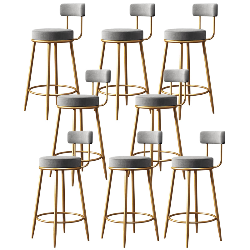 Glam Metal Barstool Fabric Counter Stool with 4 Legs in Matte Finish for Home