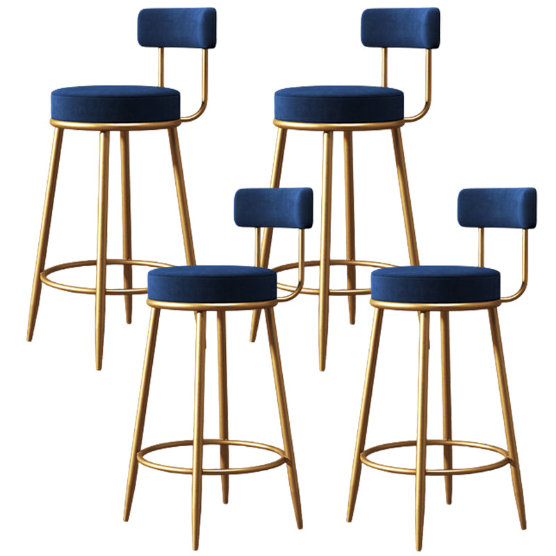 Glam Metal Barstool Fabric Counter Stool with 4 Legs in Matte Finish for Home